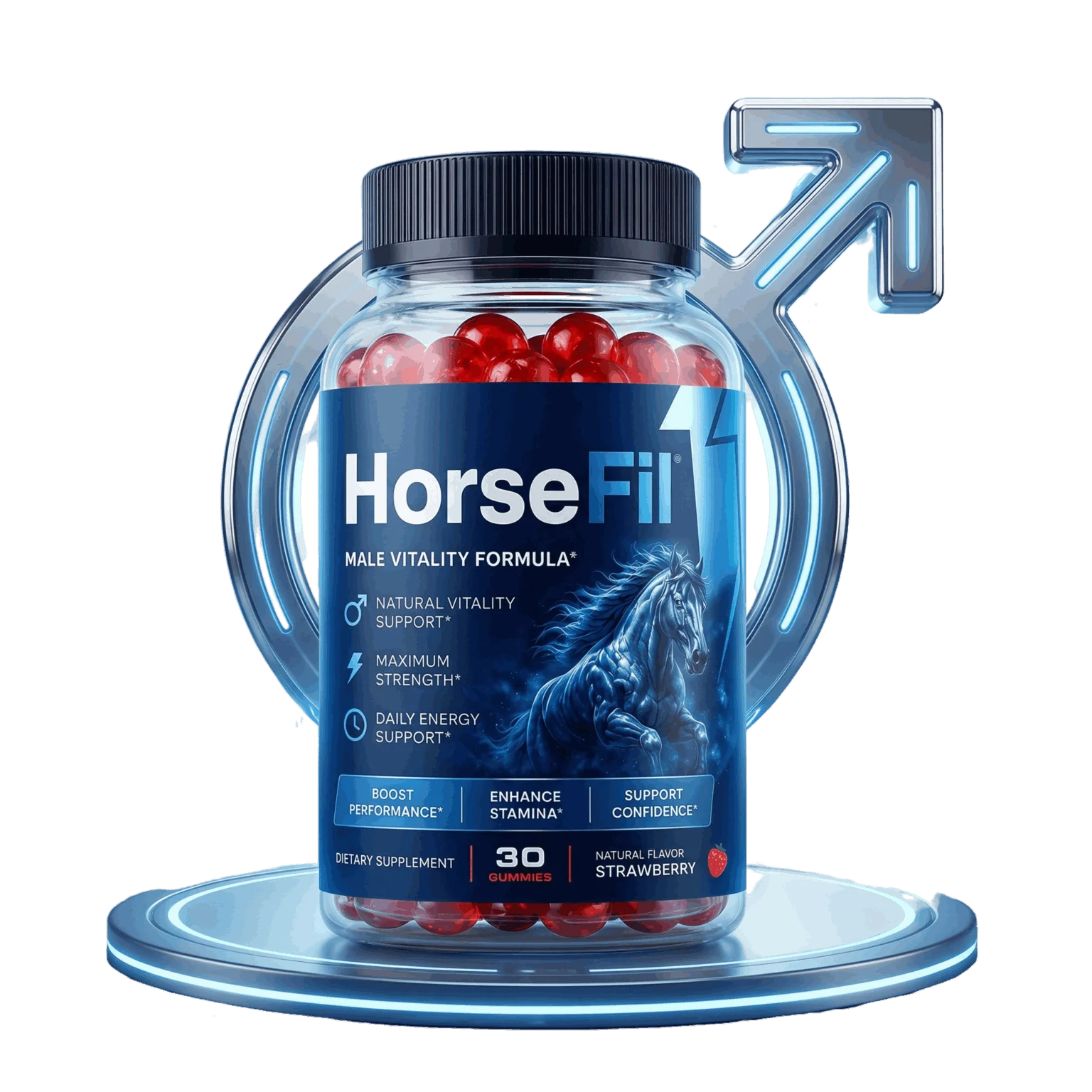 HorseFil Male Vitality Formula bottle with natural ingredients